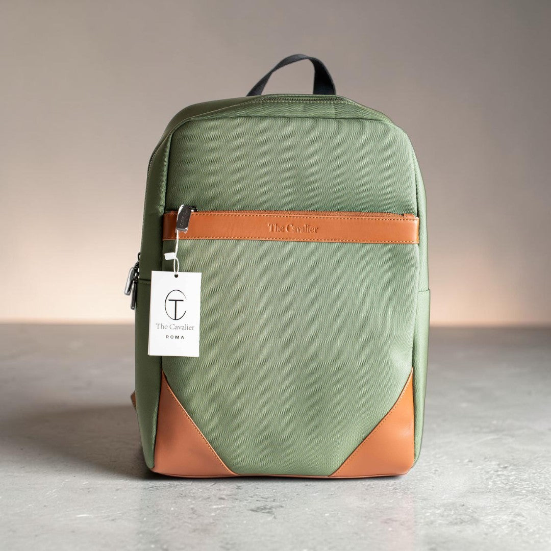 Zaino Pelle e Tessuto Verde