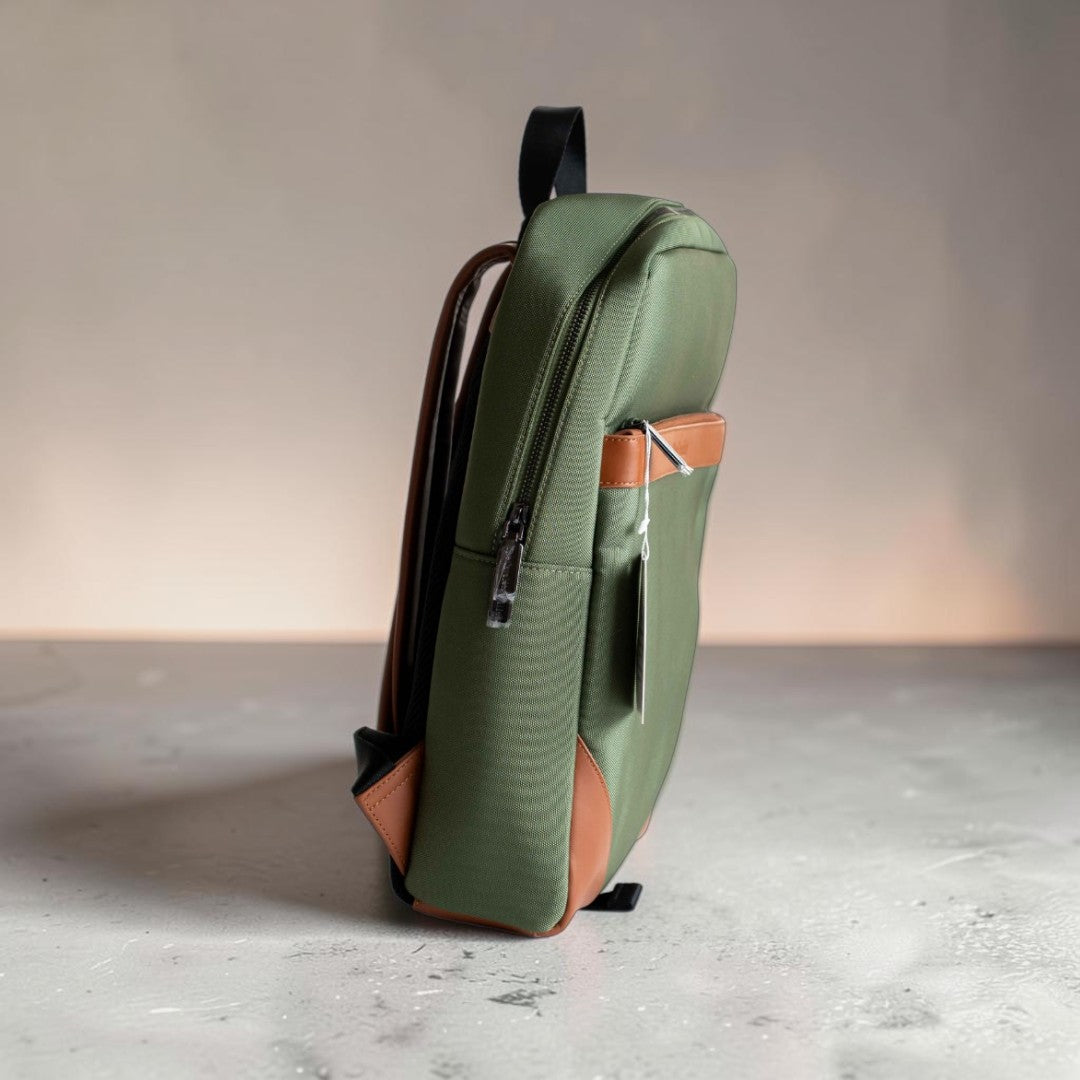 Zaino Pelle e Tessuto Verde