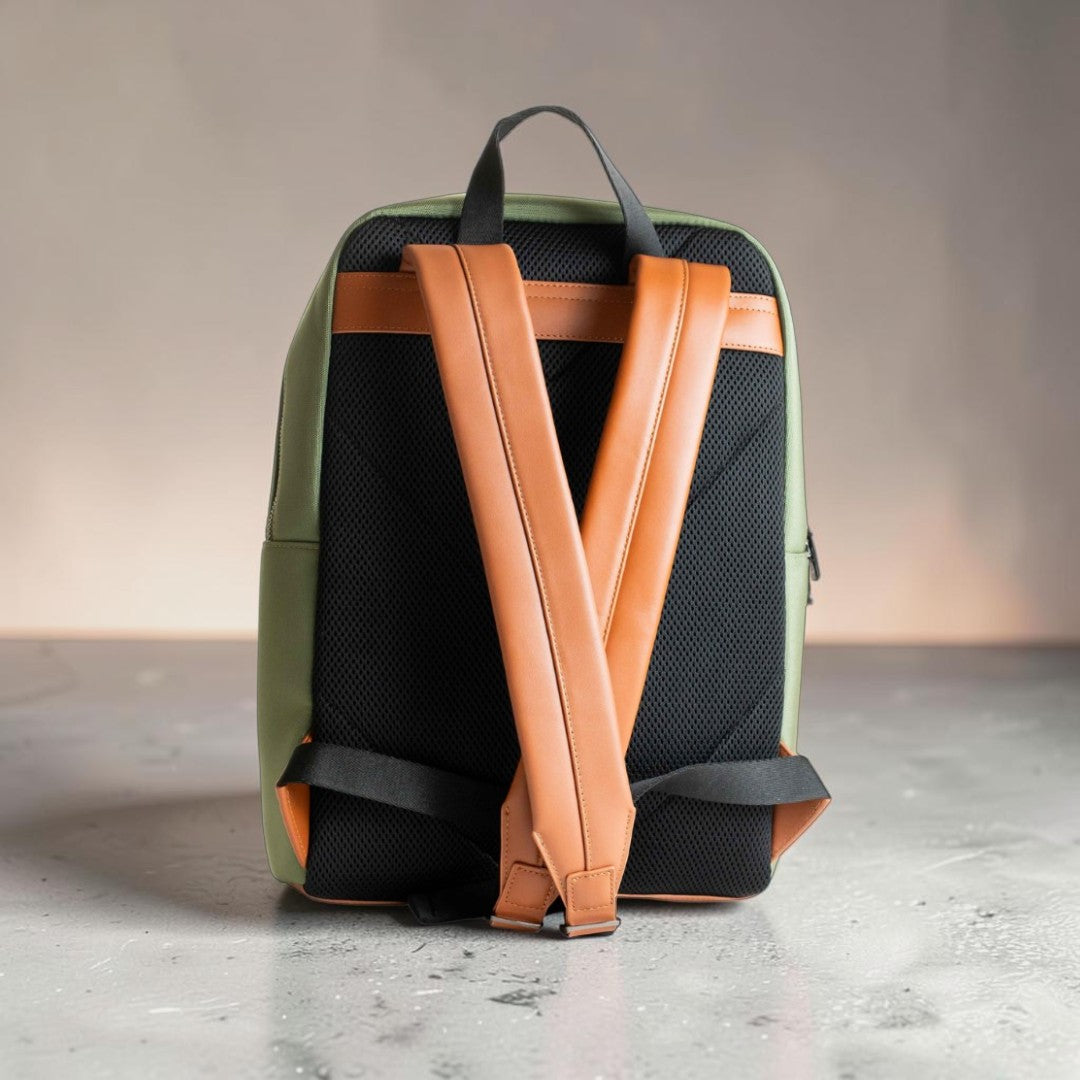 Zaino Pelle e Tessuto Verde