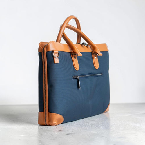 Borsa Business Tessuto in Pelle Blu