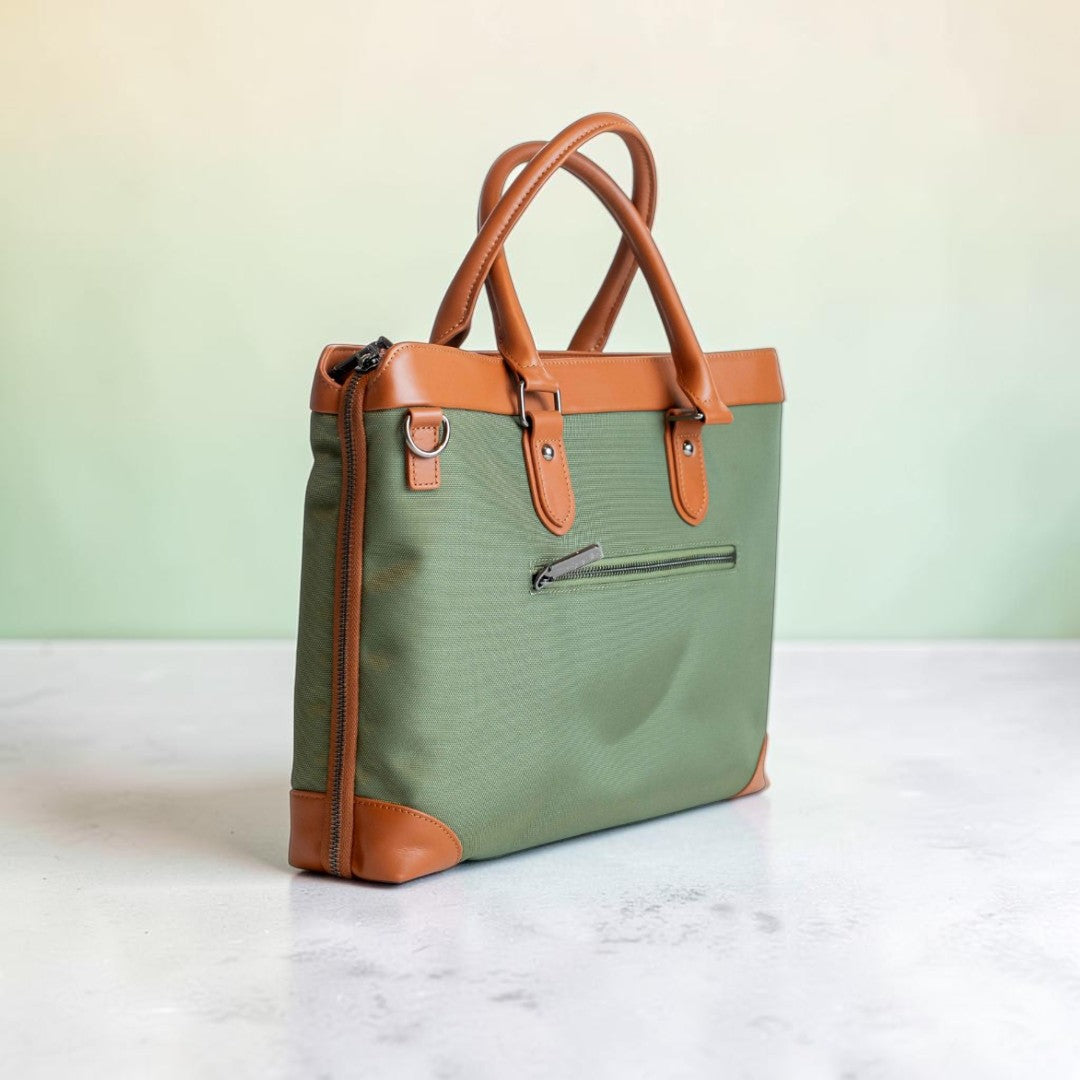 Borsa Business Tessuto in Pelle Verde