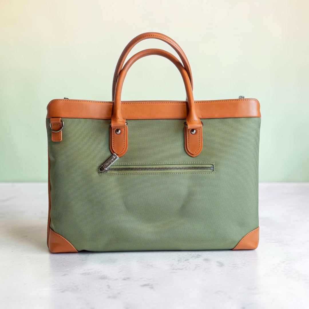 Borsa Business Tessuto in Pelle Verde