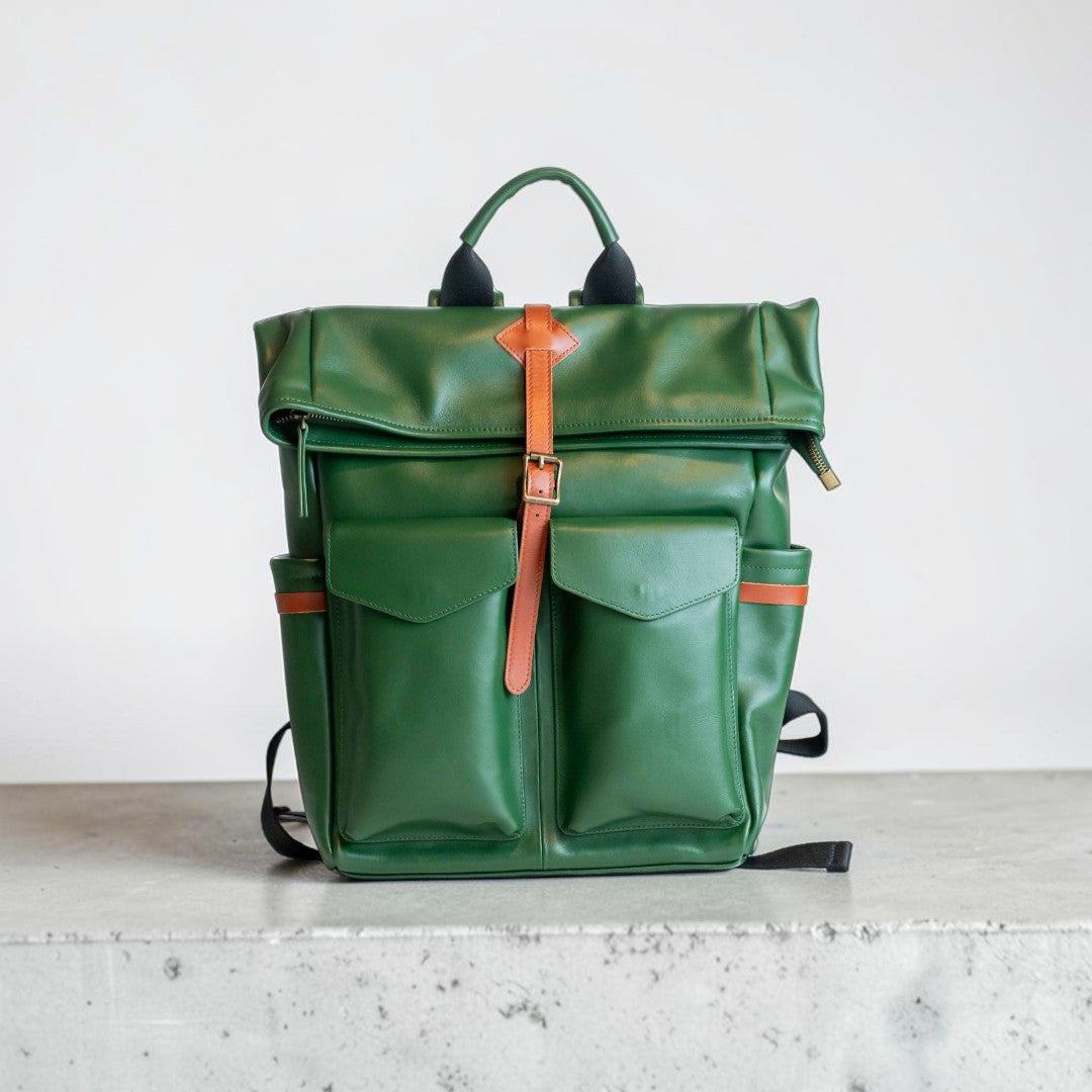 Zaino in Pelle Grande Verde