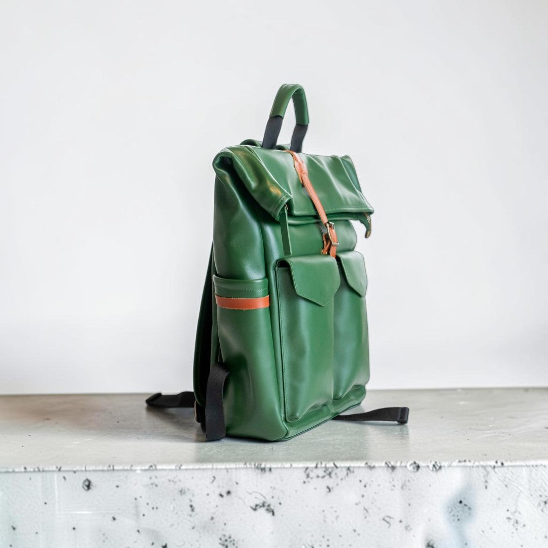 Zaino in Pelle Grande Verde
