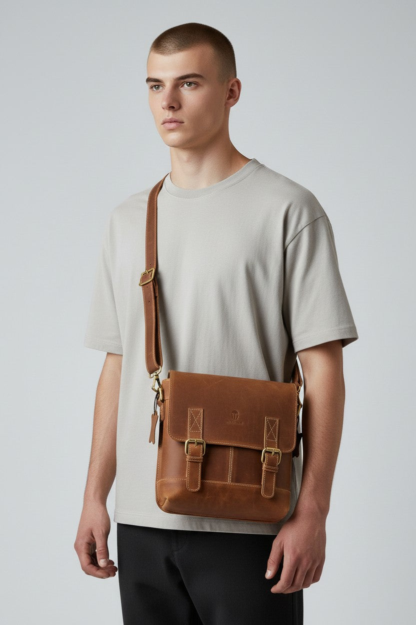Borsa Tracolla Uomo Cuoio