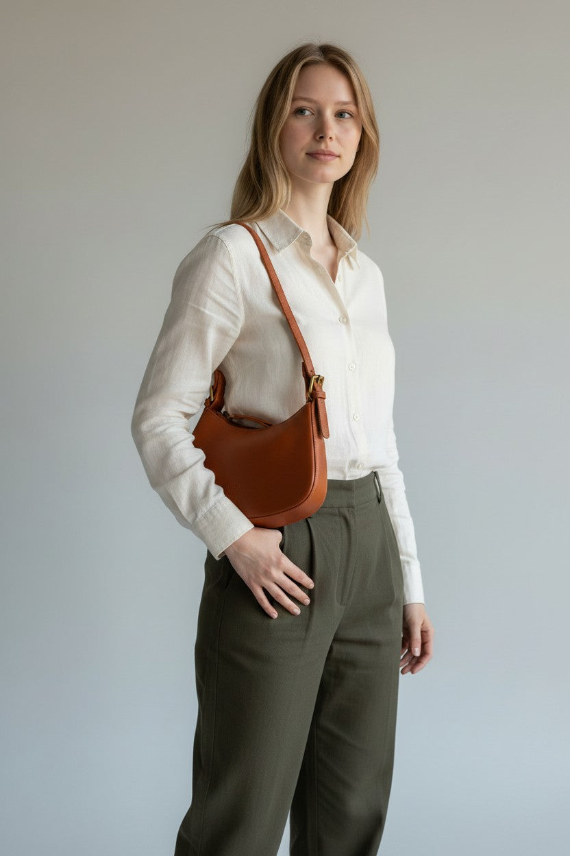 Borsa a Spalla Donna in Pelle Cuoio