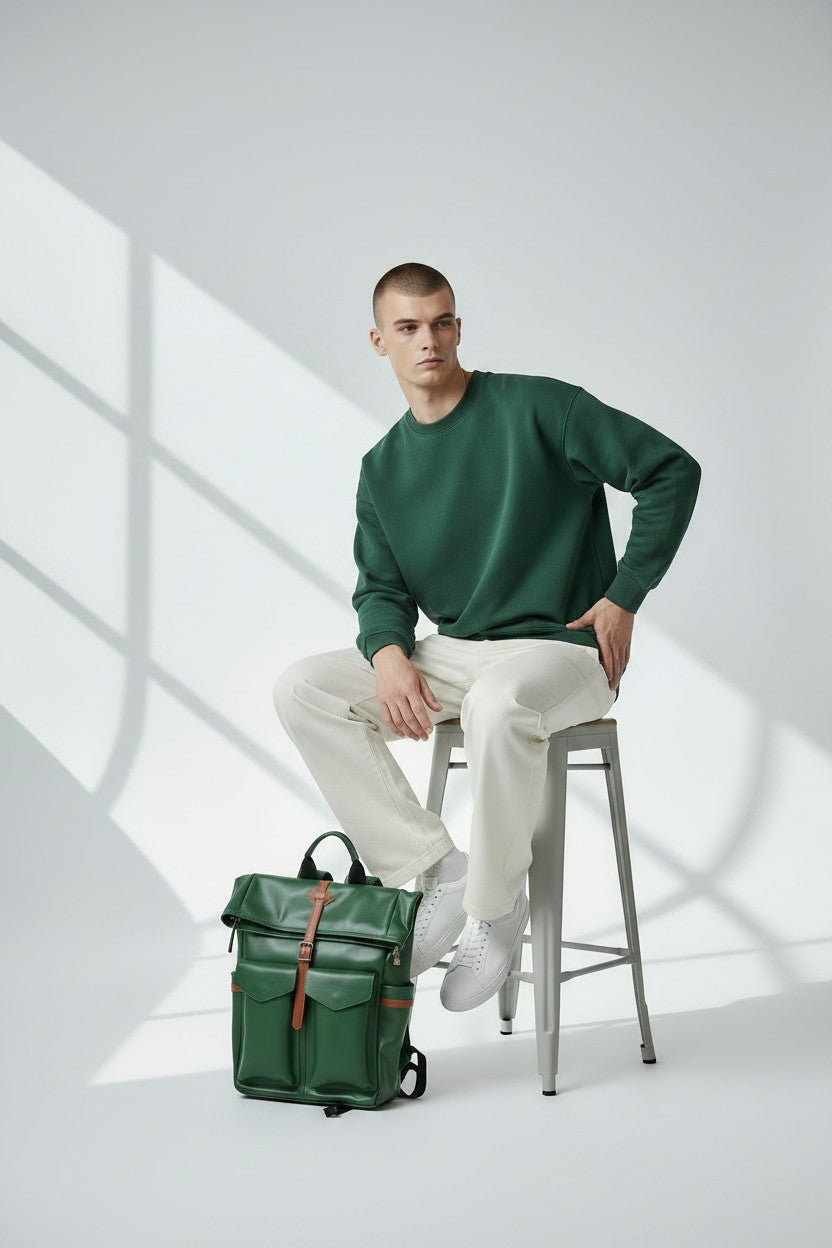 Zaino in Pelle Grande Verde