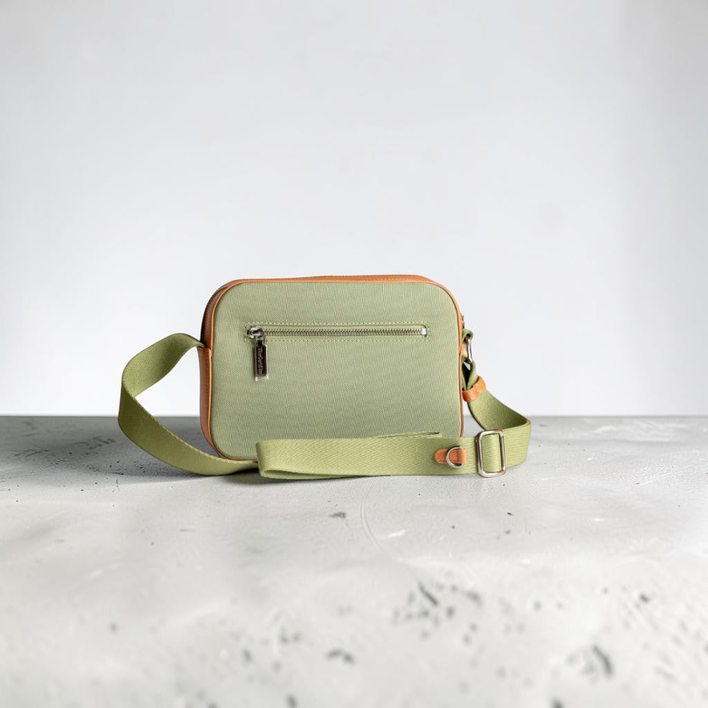 Borsello Tessuto e Pelle Verde