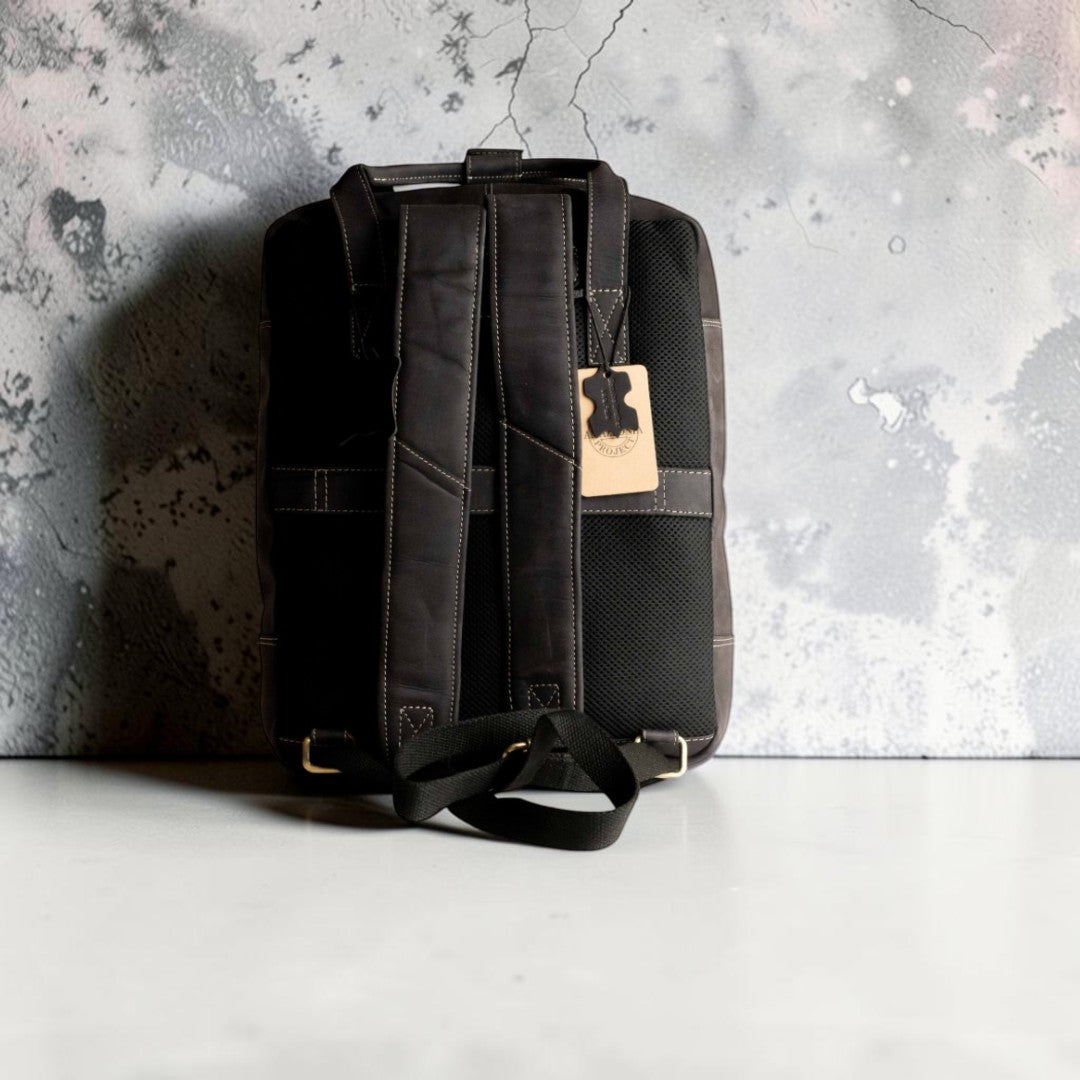 Zaino Medio in Pelle con Tasca Nero