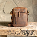 Borsello Doppia Zip In Pelle Cuoio