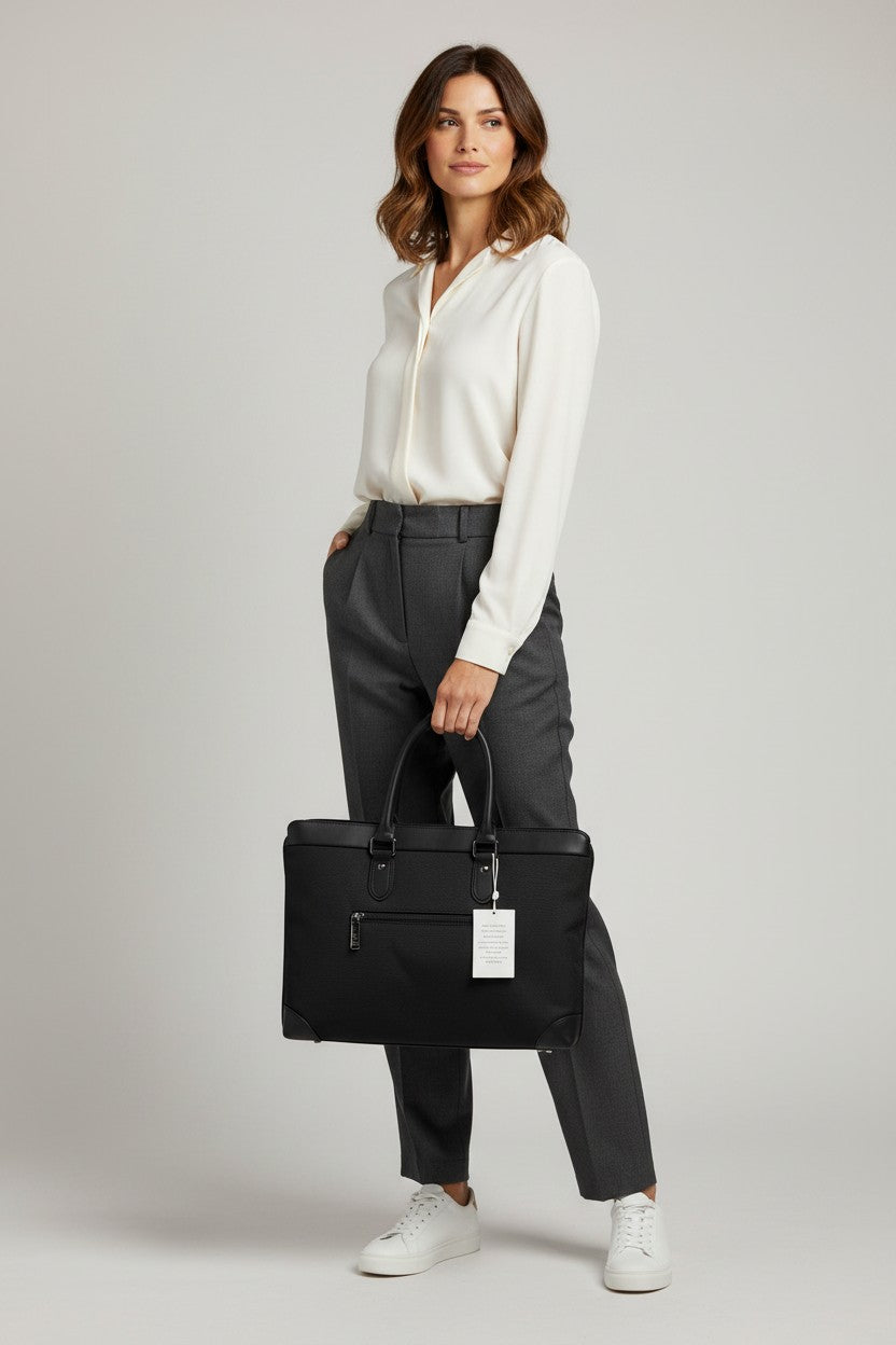 Borsa Business Tessuto in pelle Nera