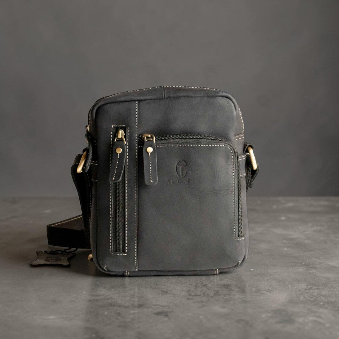 Borsello Doppia Zip in Pelle Nero