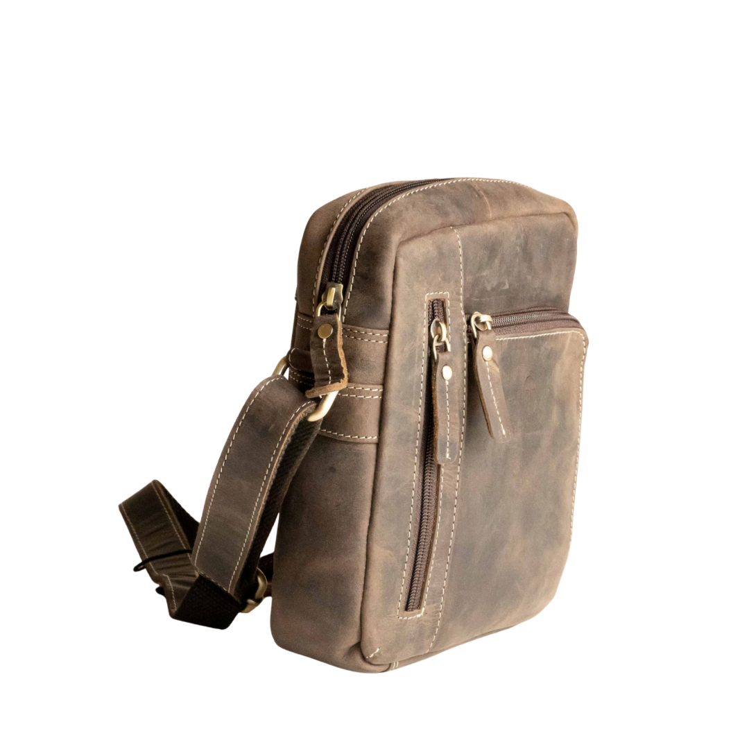 Borsello Doppia Zip in Pelle
